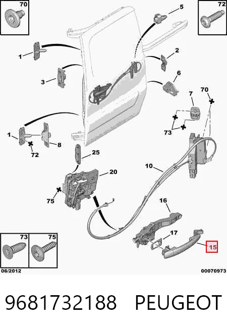9681732188 Peugeot/Citroen Klamka drzwi bocznych przesuwnych zewnętrzna