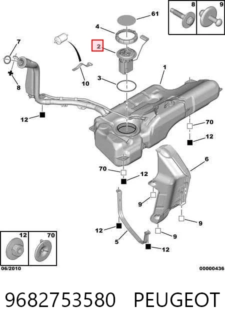 Moduł pompy paliwowej z czujnikiem poziomu paliwa Peugeot 3008 I minivan (0U) (2009 - 2016) cena, od 81,16 USD