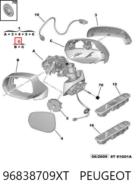 Lusterko wsteczne lewe Peugeot 5008 I minivan (0U) (2009 - 2017) cena, od 138,74 USD