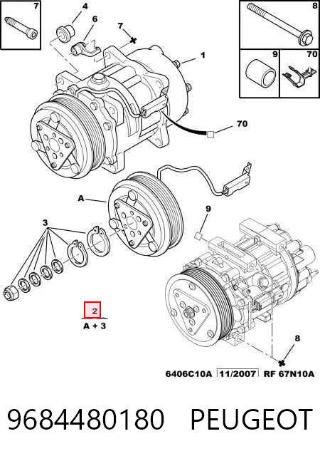 9684480180 Peugeot/Citroen Sprężarka klimatyzacji