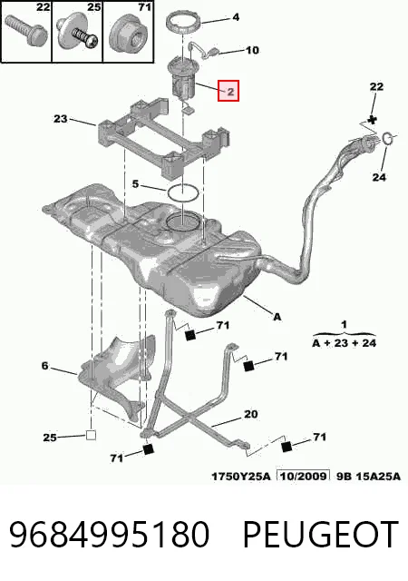 9684995180 Peugeot/Citroen Moduł pompy paliwowej z czujnikiem poziomu paliwa