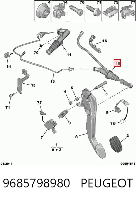 9685798980 Peugeot/Citroen Cylinder sprzęgła główny