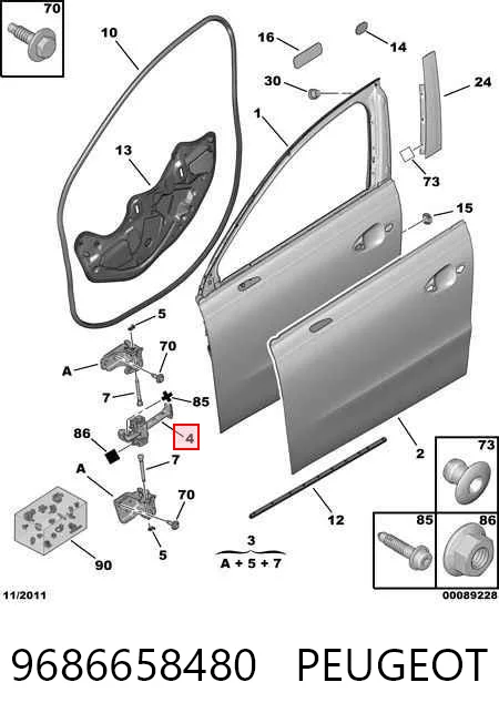 9686658480 Peugeot/Citroen Ogranicznik drzwi przedni