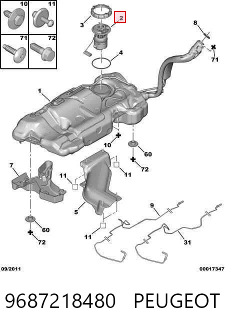9687218480 Peugeot/Citroen Moduł pompy paliwowej z czujnikiem poziomu paliwa