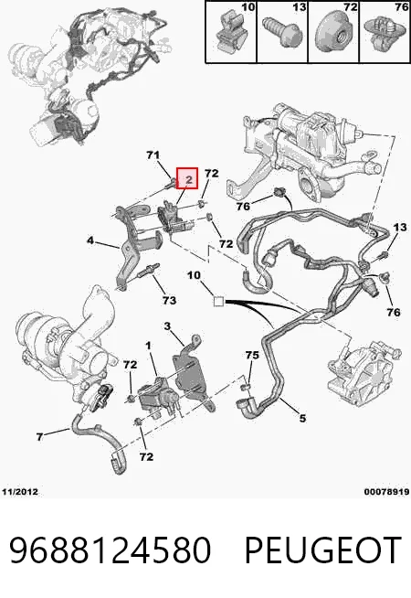 Do koszyka 9688124580 VAG Zawór elektromagnetyczny regulacji klapy EGR