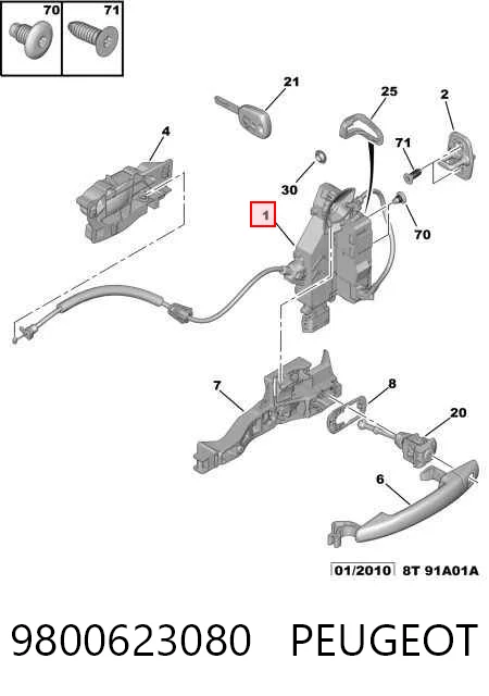 Zamek drzwi przednich prawych do Peugeot 5008 I 0U