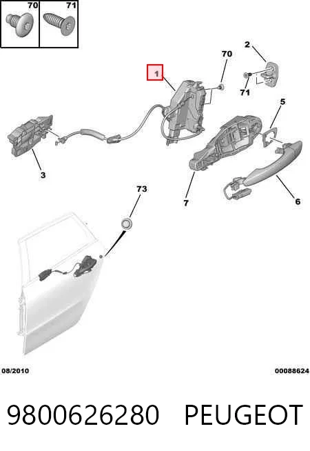 Zamek drzwi przednich prawych Citroen C3 II