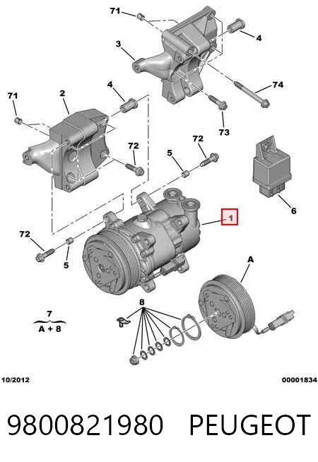 9800821980 Peugeot/Citroen Sprężarka klimatyzacji