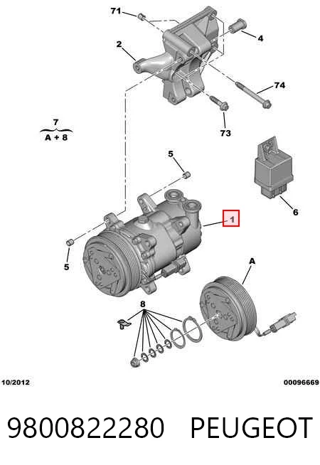9800822280 Peugeot/Citroen Sprężarka klimatyzacji