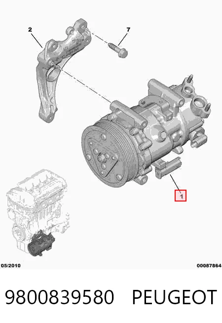 9800839580 Peugeot/Citroen Sprężarka klimatyzacji
