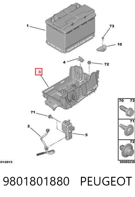 9801801880 Peugeot/Citroen Podstawa akumulatora