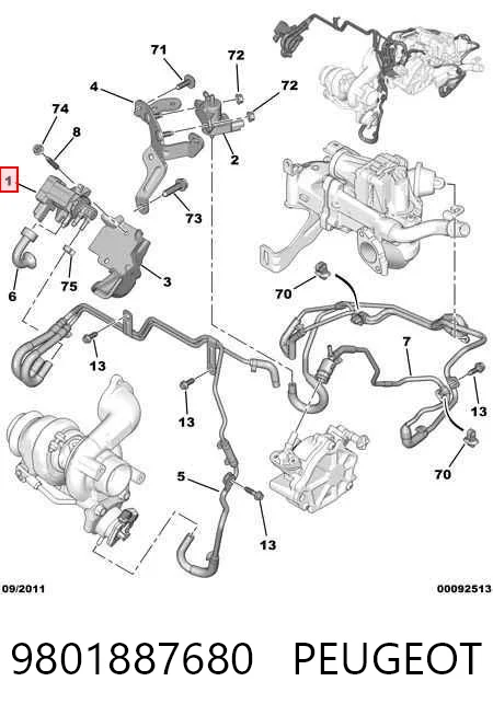 9801887680 Peugeot/Citroen Przetwornik ciśnienia (solenoid) doładowania