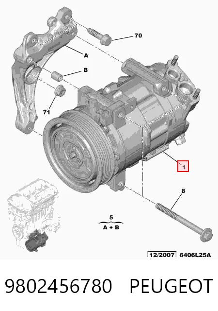 9802456780 Peugeot/Citroen Sprężarka klimatyzacji