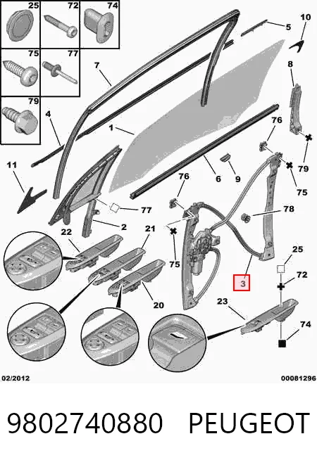 Mechanizm podnoszenia szyby drzwi przednich lewych do Citroen C5  III  RW