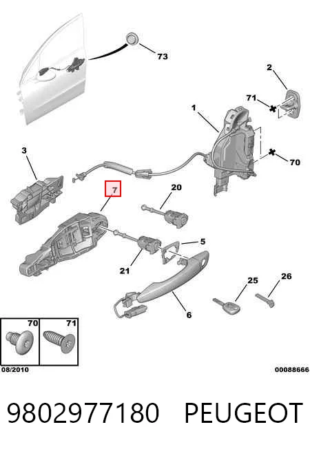 9802977180 Fiat/Alfa/Lancia Pałąk zewnętrznej klamki drzwi tylnych prawych