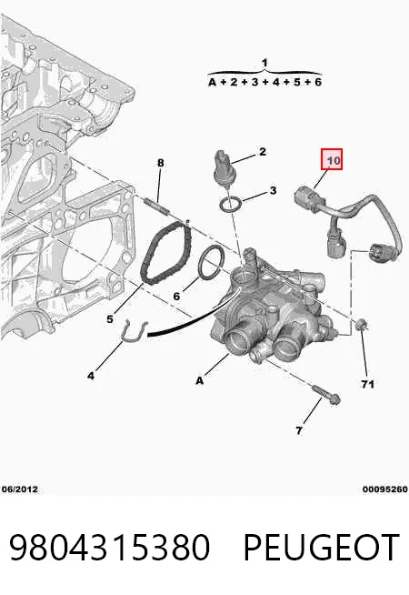 9804315380 Peugeot/Citroen Przewód czujnika temperatury płynu chłodzącego