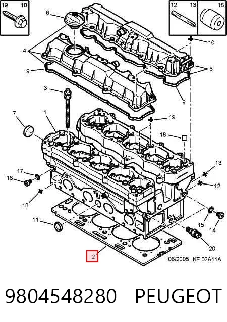 9804548280 Peugeot/Citroen Uszczelka głowicy cylindrów
