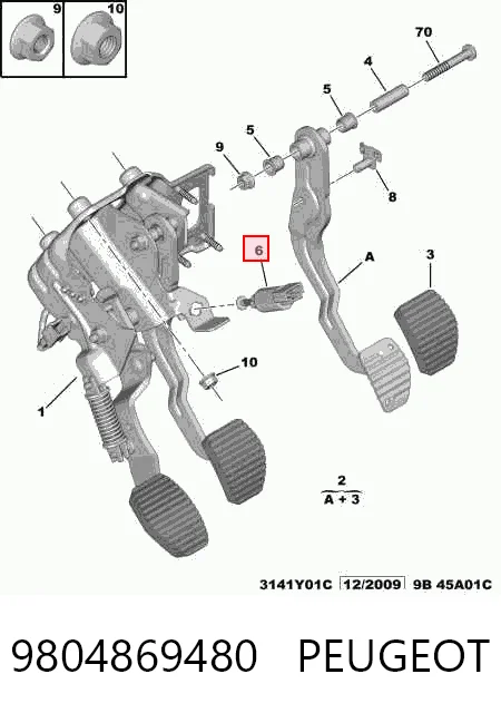 9804869480 Peugeot/Citroen Czujnik włącznika świała stop