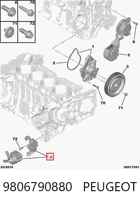 9806790880 Peugeot/Citroen Pompa chłodzenia wodą, dodatkowa elektryczna
