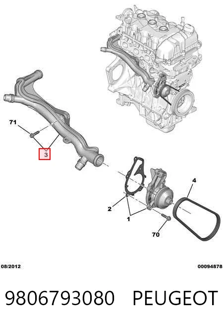 9806793080 Peugeot/Citroen Przewód (króciec) układu chłodzenia