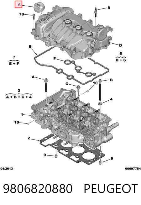 9806820880 Peugeot/Citroen Pokrywa zaworowa