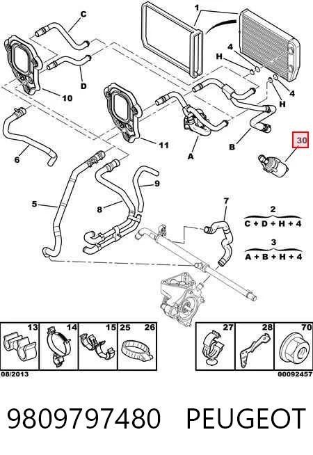 9809797480 Peugeot/Citroen Pompa chłodzenia wodą, dodatkowa elektryczna