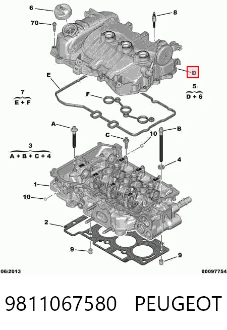 9811067580 Peugeot/Citroen Pokrywa zaworowa