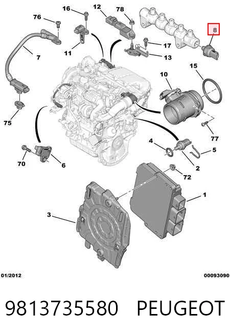 9813735580 Peugeot/Citroen Czujnik ciśnienia paliwa