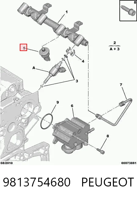 9813754680 Peugeot/Citroen Czujnik ciśnienia paliwa