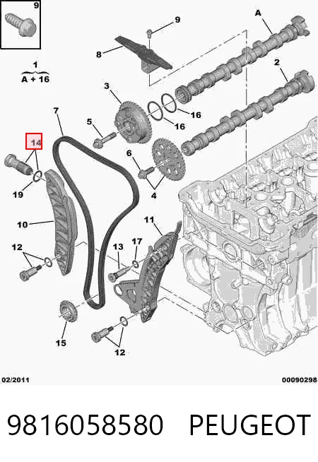 9816058580 Peugeot/Citroen Napinacz łańcucha rozrządu