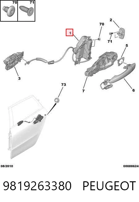 Zamek drzwi przednich prawych Citroen C3 II hatchback (A51) (2009 - 2016) cena, od 44,48 USD