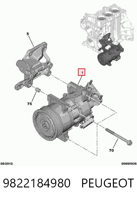 9822184980 Peugeot/Citroen Sprężarka klimatyzacji