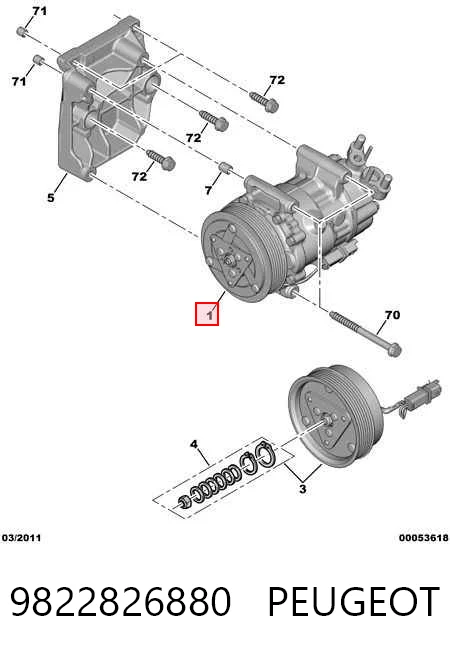 9822826880 Peugeot/Citroen Sprężarka klimatyzacji