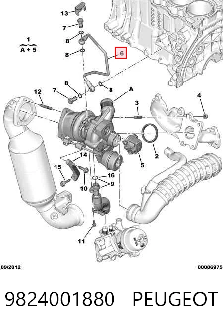 9824001880 Peugeot/Citroen Rurka (przewód) dopływu oleju do turbiny