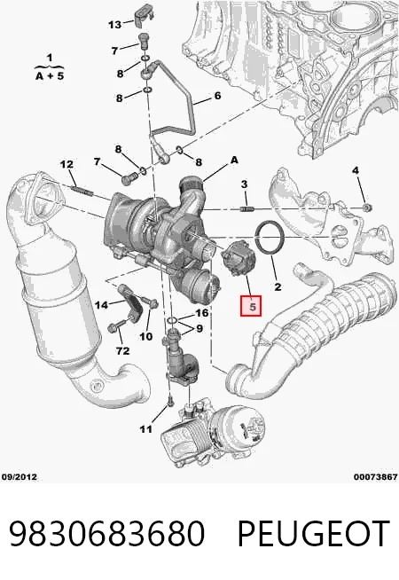 9830683680 Peugeot/Citroen Zawór recyrkulacji powietrza doładowującego turbiny