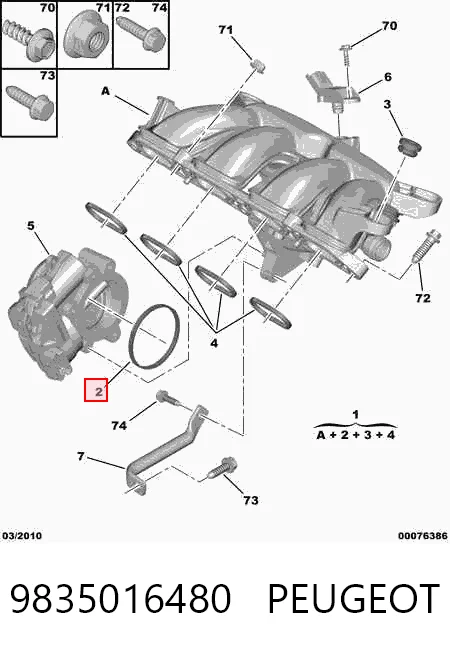 9835016480 Peugeot/Citroen Kolektor ssący