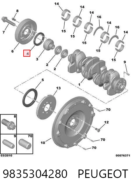 9835304280 Peugeot/Citroen Uszczelniacz wału korbowego przedni