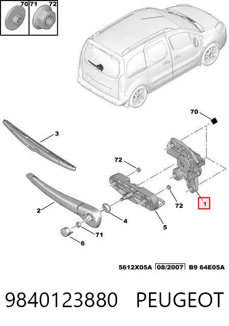 Do koszyka Silniczek wycieraczki tylnej szyby Citroen Berlingo  B9