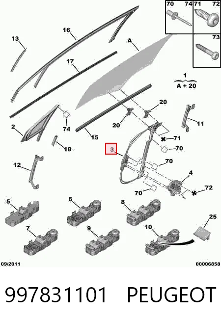 Mechanizm podnoszenia szyby drzwi przednich prawych Citroen C4 I