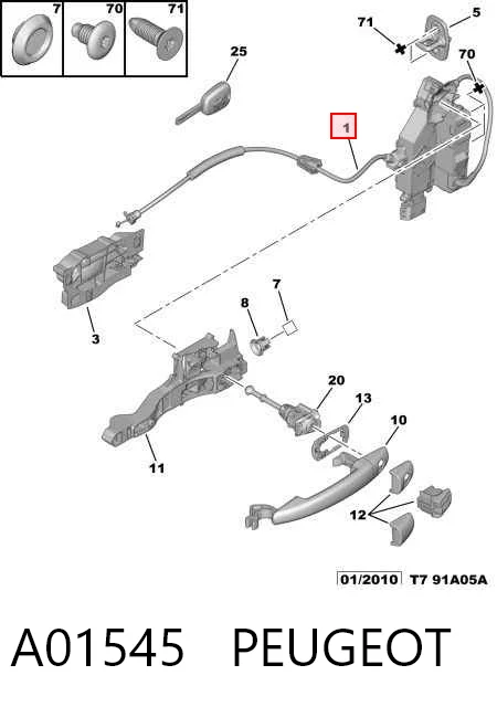  Zamek drzwi przednich prawych Peugeot 308 1