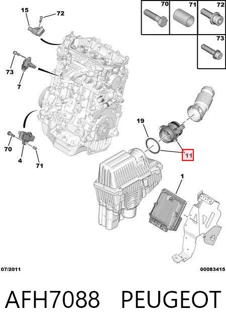 AFH7088 Peugeot/Citroen Czujnik przepływu powietrza, przepływomierz powietrza M.A.F.