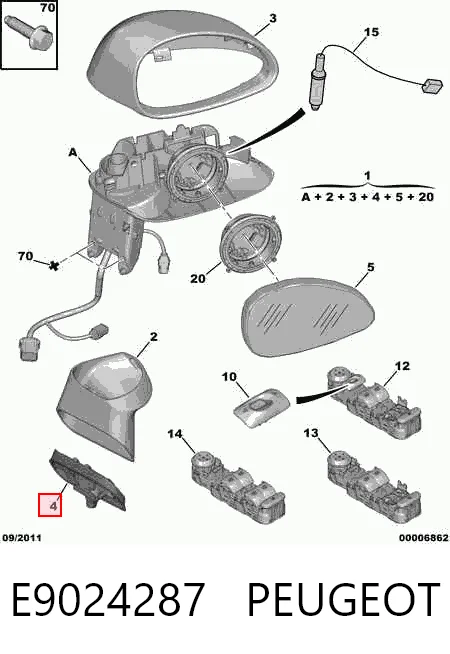 Lusterko wsteczne lewe Citroen C4 I hatchback (LC) (2004 - 2010) cena, od 58,16 USD