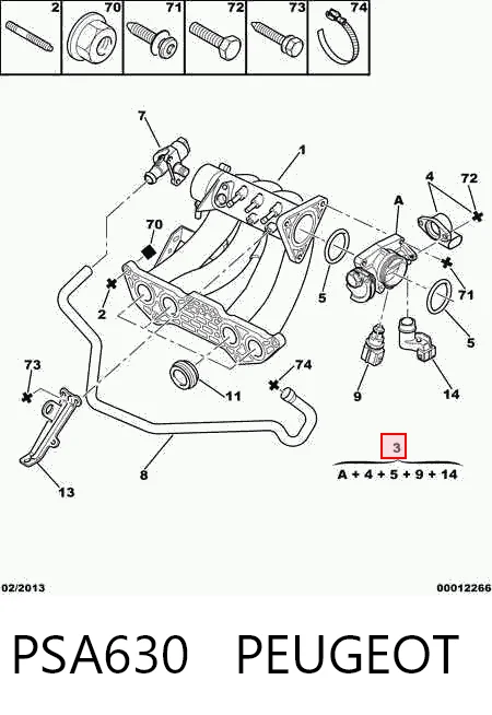 Przepustnica, komplet do Peugeot 306  7A