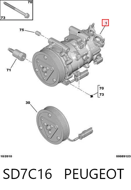 SD7C16 Peugeot/Citroen Sprężarka klimatyzacji