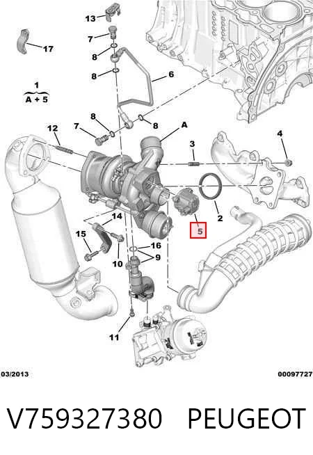 V759327380 Peugeot/Citroen Zawór recyrkulacji powietrza doładowującego turbiny