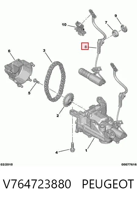 V764723880 Peugeot/Citroen Zawór regulacji ciśnienia oleju
