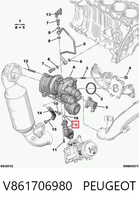 V861706980 Peugeot/Citroen Rurka (przewód) spływu oleju z turbiny