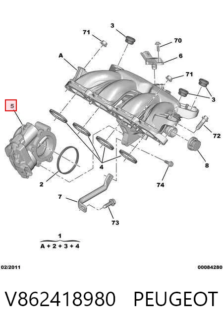 V862418980 Peugeot/Citroen Przepustnica, komplet
