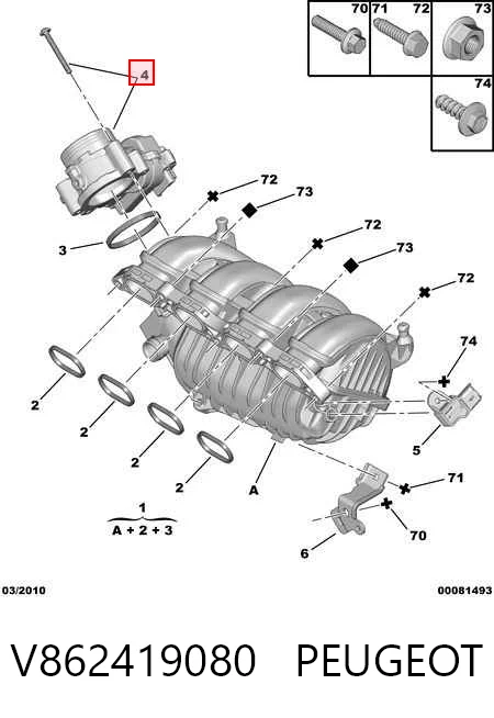 V862419080 Peugeot/Citroen Przepustnica, komplet