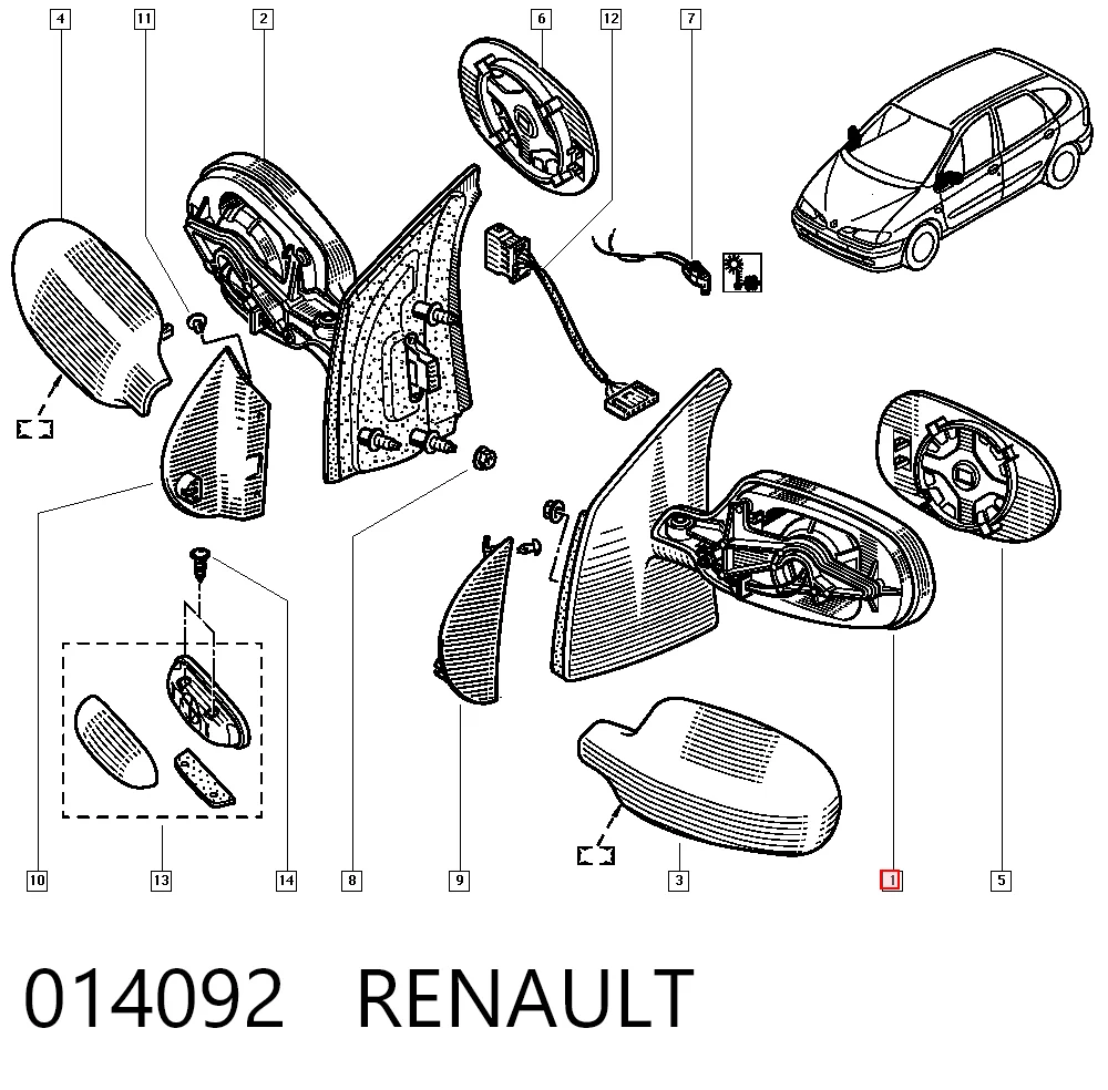 Lusterko wsteczne lewe Renault Scenic I